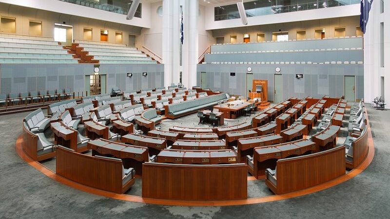 Interior of the Australian House of Representatives chamber in Canberra